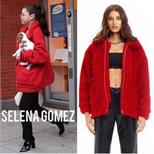 I.AM.GIA Pixie Oversized Teddy Sherpa Full Zip Jacket
Fleece Coat Red